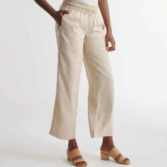 Quince tan linen pants (size medium) - 100% European Linen Wide Leg Pants - Picture 3 of 6